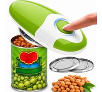 Electric can Opener, One-Touch Automatic Tin Opener with Smooth Edge Cutting and Lid Remover, 360° Electric Tin Openers for Any Size 2 Batteries Required (Not Included) (Green)