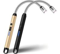 Electric Candle Lighter 2 Pack, BBQ Lighter Long Reach, USB C Rechargeable Lighters with Long Flexible Neck for Candles, Barbeque, Fireworks and Camping