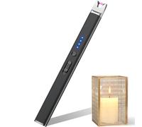 Electric Candle Lighter Long Reach USB Rechargeable BBQ Lighter, Windproof & Flameless Arc Plasma Lighters for Candles, Survival, Camping, Outdoors, Home, Kitchen (Black)