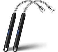 Electric Candle Lighter Rechargeable USB, Electronic BBQ Lighter, Long Reach Arc Plasma Lighters Windproof and Flameless for Scented Candles, Bbq Stove, Camping - 2 Pack