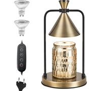 Electric Candle Warmer Lamp - Dimmable Gold Fragrance Melter with Timer for Home Decor Aromatherapy & Scented Wax