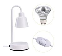 Electric Candle Warmer Lamp, Modern Office Wax Melter, Candle Melting Light for Scented Candles with 2 Bulbs for Bedroom, Elegant Decor (White/220V)