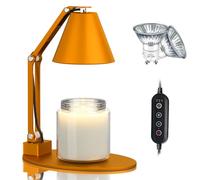 Electric Candle Warmer Lamp with Timer & Adjustable Height - Scented Wax Melter for Home Fragrance - Dimmable, Safety Night Lamp - 2 * 50W-GU10 Bulbs (Golden)