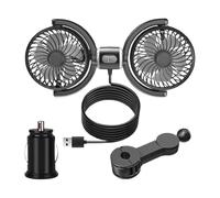 Electric Car Fans For Rear Seat Passenger Portable Dual-Head Fans Headrest 3-Speed Rotatable Degree Fan USB 360 baby rear facing blow coolers carseat on car powered cooling little facing bum F