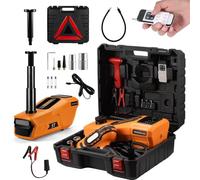 Electric Car Jack Kit 5 Ton 12V Portable Hydraulic Jack with Impact Wrench and Tire Inflator Pump for SUV Sedan Tire Change with LED Light, Lift Height 12 to