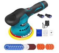 Electric Car Polisher, Battery Powered Cordless Car Polisher, 5.8 Inch Polishing Machines with 2 x 2.0Ah Battery, 8 Variable Speeds, 12mm Orbit, 27Pcs Attachments for Car Polishing Cleaning