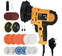 Electric Car Polisher Buffer Sander 800W, Corded Variable Speed 500-3500 RPM, 5 inch (125 mm) Rotary Polishing Machine with Shockproof Handle & 15 Pcs Buffing Kit, UK Plug