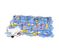 Electric Car Race Track Set - Kids Assembly Puzzle Toy with Multiple Themes (Dinosaur/Ocean/Land/Space), M ABS