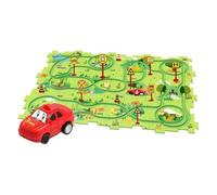 Electric Car Race Track Set - Kids Assembly Puzzle Toy with Multiple Themes (Dinosaur/Ocean/Land/Space), M ABS