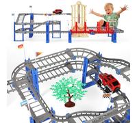 Electric Car Track Toy for Kids, 89Pcs Racing Track Set with Various DIY Accessories, Electric Cars, Multiple Tracks, Educational Gift for 3 4 5 6 Year Old Boys Girls