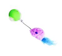 Electric Cat Ball Toy - Interactive Cat Ball Toy Set | Automatic Rolling Ball for Indoor Cats | Mouse Tail the Ball | Rechargeable Intelligent Tricky Cat Ball with LED Light for Kittens