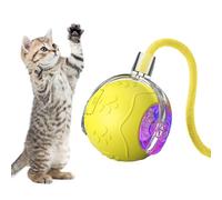 Electric Cat Ball Toy with Rope, Rechargeable Fun Game, Silicone Jumping Ball Cat Toy, for Indoor Outdoor Play Chasing Enrichment Exercise