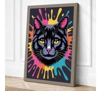 Electric Cat Canvas Wall Art Print 18x12 Inch | Ready to Hang, Gallery Wrapped, Fade-Resistant Inks, Securely Packaged, UK Made