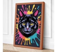Electric Cat Canvas Wall Art Print 18x12 Inch | Ready to Hang, Gallery Wrapped, Fade-Resistant Inks, Securely Packaged, UK Made