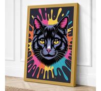 Electric Cat Canvas Wall Art Print 24x16 Inch | Ready to Hang, Gallery Wrapped, Fade-Resistant Inks, Securely Packaged, UK Made