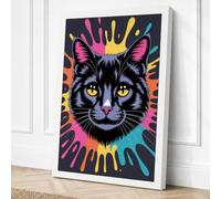 Electric Cat Canvas Wall Art Print 30x20 Inch | Ready to Hang, Gallery Wrapped, Fade-Resistant Inks, Securely Packaged, UK Made