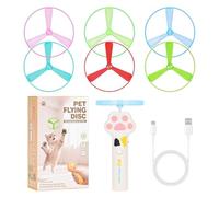 Electric Cat Disc Shooter, Automatic Flying Toy Device, Saucer Flinging Gadget with Six Refill Discs, Handheld Pet Play Tool, Long Distance Launching Toy, Outdoor Cat Entertainment for Active Pets