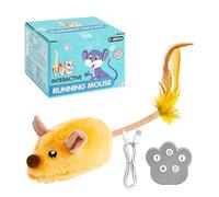 Electric Cat Toy, Automatic Toy Mice with Squeaky Sounds for Cats, Movable Cat, Realistic Plush with Light & Sound, Remote Control & Battery for Indoor Games All Breeds