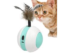 Electric Cat Toy Ball,Cat Teaser Ball Automatic Moving with Tail Feather | Cat Ball with Led Rainbow Lights Smart Cat Toy with 2 Modes for Indoor Cats Kittens
