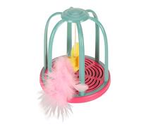 Electric Cat Toy Bird Cage with Lifelike Sounds Fun Interactive Anxiety Reduction for Adult Cats Durable ABS Material (Red)