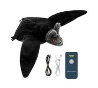 Electric Cat Toy - Interactive Automatic Flutter Bat | Black Plush 28 x 13 x 7.5 cm Battery 250 mAh Rechargeable USB 3.7 V Motion Realistic Wings Stimulation Instinct Hunting Exercise D