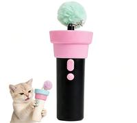 Electric Cat Wand Toy, Interactive Indoor Teaser with Telescopic Rope, Fuzzy Ball Launcher, Battery Powered Enrichment Exercise for Kittens black