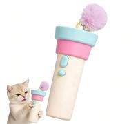 Electric Cat Wand Toy, Interactive Indoor Teaser with Telescopic Rope, Fuzzy Ball Launcher, Battery Powered Enrichment Exercise for Kittens pink