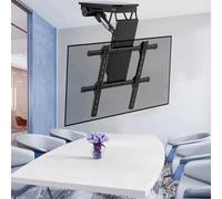 Electric Ceiling TV Mount - Adjustable Wall Bracket for 50-75" TVs Remote Control & Switch Supports 45kg-80kg Three Installation Methods for Optimal Viewing Experience