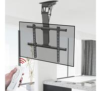 Electric Ceiling TV Mount - Teles Electric TV Lift with Remote & Switch Control, Compatible with 50-90 Inch Plasma LCD LED TVs, 0-85° Flip Down, Easy Installation (Black - 50-90 Inch TV)