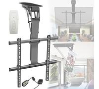 Electric Ceiling TV Mount with Remote, Motorized Flip Down Pitched Roof Mount, Adjustable 0-85° for 32 to 70 Inch Flat Screen TVs, 90 lbs Capacity