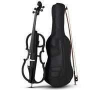 Electric Cello, Solid Wood Silent Cello for Professional Stage Performance, Includes Case, Bow, Rosin, Earphone & Connecting Line