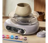 Electric Ceramic Pottery Wheel with Foot Pedal, Mini DIY Clay Tool Kit for Beginners, Adjustable Speed, Detachable Basin for Clay Art Projects