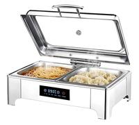 Electric Chafing Dish 9L, Rectangular Food Warmer Buffet Warmer with Visible Glass Lid, Professional Catering Food Warmer for Buffets and Parties, Adjustable Temperature 35-90°C(1/2 PAN)