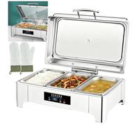 Electric Chafing Dish, Stainless Steel Buffet Server with Temperature Control, Visible Lid, Adjustable 30°C~85°C for Events and Festivals, Silent Descent Warmers