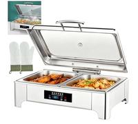 Electric Chafing Dish, Stainless Steel Buffet Server with Temperature Control, Visible Lid, Adjustable 30°C~85°C for Events and Festivals, Silent Descent Warmers