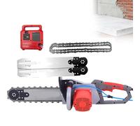 Electric Chain Saw Wall Cutter, 5800W Concrete Cutting Machine with Water Supply, 14" Cutting Depth, 6000 RPM, 3 Diamond Chains for Reinforced Concrete, Granite, Brick, Renovation(48cm,2*Blade)