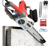 Electric Chainsaw Concrete Cutter, 5800W 6000RPM with Synchronized Water Pump, Includes 2 Diamond Chains and 2 Guide Bars, Full Copper Motor,35-48cm Cutting Length