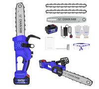 Electric Chainsaw Cordless 12 Inches, Mini Chainsaw Cordless with Battery and Quick Charger, Electric Chain Saw with Oiler System and Security Lock for Wood Cutting Tree Trimming Gardening