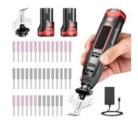 Electric Chainsaw Sharpener Kit, 7 Speed Adjustment Rechargeable Chain Sharpener 5000-25000 r/min with 40Pcs Grinding Bits and 2 Batteries for All Chainsaw Chains