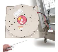 Electric Chandelier Hoist with Remote & Wall Switch, 330lbs Capacity Pendant Light Lifter for Villas, 19.69ft Lift Stroke, Decorative White Cover, Easy Lamp Cleaning