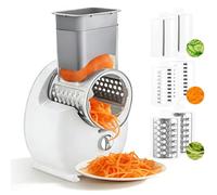 Electric Cheese Grater, 50w Rotary Cheese Grater with 3 Interchangeable Blades Electric Vegetable Chopper, 3-in-1 Automatic Spiralizer for Vegetables Fruit, Electric Graters for Kitchen Home Use