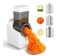 Electric Cheese Grater, Automatic Multi Grater, Professional Chopper Slicer with 3 Types Slice, Detachable Fruit Cutter, Kitchen Electric Slicer for Cheese Vegetables Fruits (White)