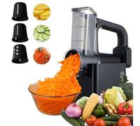 Electric Cheese Grater,Electric Grater Vegetable Slicer,Automatic Vegetable Chopper Slicer with 3 Interchangeable Blades,Fruit Cutter for Cheese, Cucumber and Carrot,Stainless Steel
