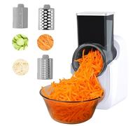 Electric Cheese Grater, Electric Graters, Automatic Multi Grater, Professional Chopper Slicer 3 in 1 Vegetable Slicer with 3 Types Slice for Cheese Vegetables Fruits (White)