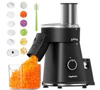 Electric Cheese Grater, Quiet Salad Shooter, 6-in-1 Electric Slicer for Home Kitchen, Built-in Storage, with Safety Lock, 6 Blades&Brush, for Zucchini, Cheese, Vegetable, Potato, Fruits