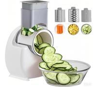 Electric Cheese Grater, Salad Maker Multi Fruit Cutter for Vegetables, 50W Electric Rotary Chopper Slicer with Stainless Steel Cone Blades for Home Kitchen Use (White)