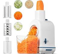 Electric Cheese Grater & Vegetable Slicer - AOBOSI 3-in-1 Kitchen Grater with Large Chute for Whole Carrot, Potato, Built-in Storage Container & 3 Blades