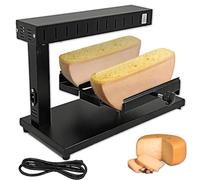 Electric Cheese Melter 750W, Tiltable Adjustable Heater for Raclette, Double Heating Area, Rapid Melting for 2 Half Cheese Wheels, Commercial Kitchen Use