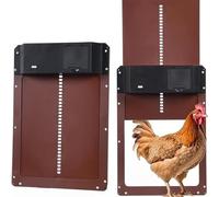 Electric Chicken Flap with Waterproof, Chicken Door, Automatic Door Opener, Automatic Chicken Door with Light Sensor, Electric Chicken Flap Door Opener, Chicken Coop for Safe Chicken Breeding, Brown