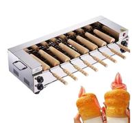 Electric Chimney Cake Roll Maker, Ice Cream Cone Grill, 4 Roller Set with Wooden Handle, Adjustable Temperature for Bakery or Home Snack Bar